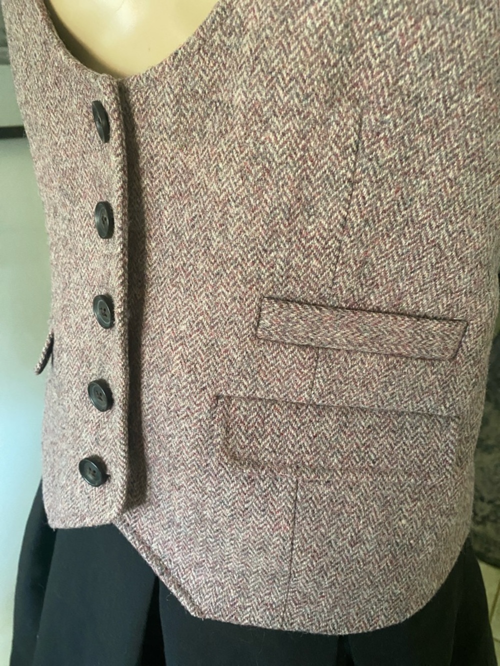 GAP Mauve Tweed Button-Front Vest - Picture 2 of 5